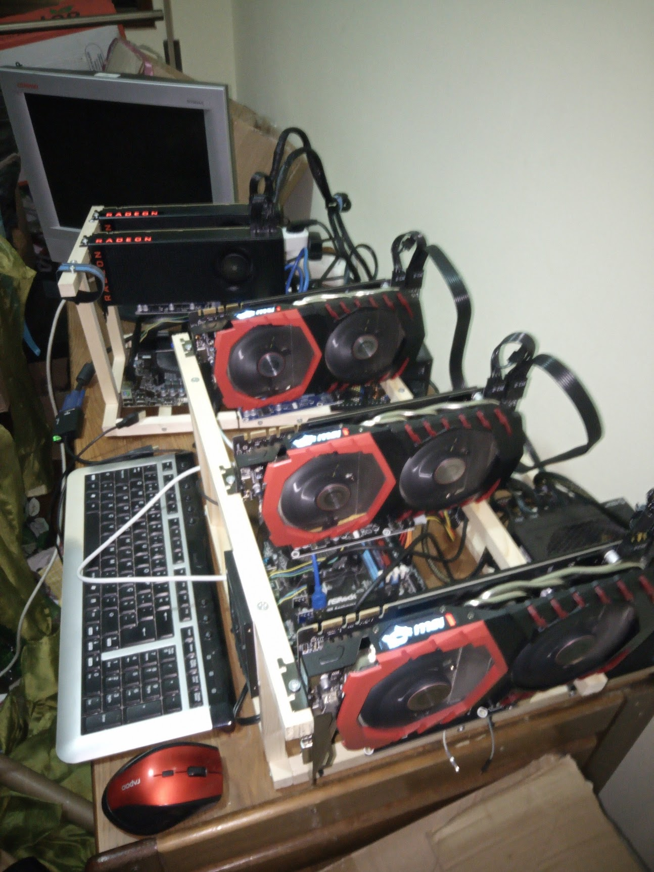 My miners surrounded by my mother's wedding decoration storage